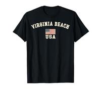 Vintage Virginia Beach USA Bandera Americana Recuerdo Retro Camiseta