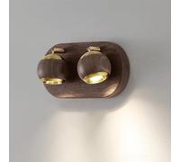 Vintage Walnut Aluminum Wall Lamp Japanese Style Circular Wall Sconces Light Source Wall Light for Bedroom Bedside Bathroom Headlights Home Lighting Foyers(2head)