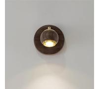 Vintage Walnut Aluminum Wall Lamp Japanese Style Circular Wall Sconces Light Source Wall Light for Bedroom Bedside Bathroom Headlights Home Lighting Foyers(1head)