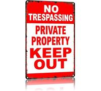 Vintage Warning Sign Keep Out Private Land Tin Sign for Wall-Art 8 X 12 in