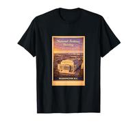 Vintage Washington DC Archivos Nacionales EE.UU. Póster Aéreo Arte Camiseta