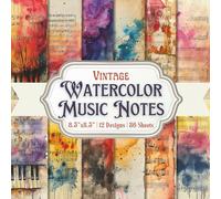 Vintage Watercolor Music Notes Scrapbook Paper Craft Pad: 12 Old Musical Sheet Designs, 36 Double-Side Sheets Printed on 8.5"x8.5" Size Paper. Perfect ... Album, Junk Journal, Decoupage and More!
