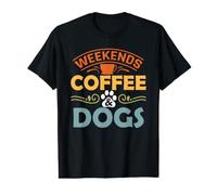 Vintage Weekends Coffee and Dogs Puppy Funny Dog Lover Camiseta gráfica económica