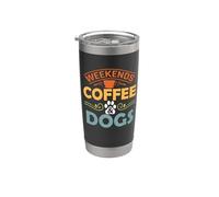 Vintage Weekends Coffee and Dogs Puppy Funny Dog Lover Vaso térmico de acero inoxidable de doble pared