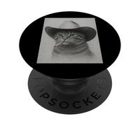 Vintage Western Cowboy-Cat Cool Look Outlaw-Cat PopSockets PopGrip Adhesivo