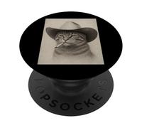 Vintage Western Cowboy-Cat Cool Look Outlaw-Cat PopSockets PopGrip Adhesivo