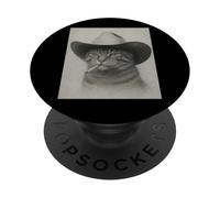 Vintage Western Cowboy-Cat Cool Look Outlaw-Cat PopSockets PopGrip Adhesivo