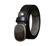 Vintage Western Floral Engraved Embossed Leather Belt Strap with Carved Butterfly Buckle 1 3/8" for Women and Men(Black,120cm/47)