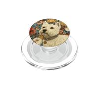 Vintage Westie Dog Morris Style Botanicall PopSockets PopGrip para MagSafe