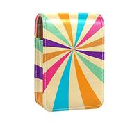 Vintage Whirly Rainbow - Estuche portátil para pintalabios para viajes, mini caja de almacenamiento de lápiz labial con espejo para mujeres y mujeres, bolsa de cosméticos de cuero, Varios colores, 9.5x2x7 cm/3.7x0.8x2.7 in