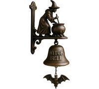 Vintage Witch Doorbell - Cast Iron Halloween Protection Door Hangers Bell with Witch on Broom for for Front Doors, Porch, Home and Wall Decor (#1)