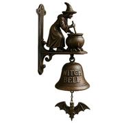 Vintage Witch Doorbell - Halloween Witch Bells for Door Decorative Hanger with Witch on Broom, Wall Mounted Witch Bells for Front Door, Porch, Home and Wall Decor (A)