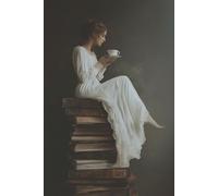 Vintage Woman on Top of Books Notebook Journal: 6 x 9 Inches 140-page Lined Matte Paperback