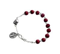 Vintage Womens Wood Beads Rosary Bracelets with Cross Holy Baptisms Rosaries Prayer Catholic Jewelry Religious Gift Multicolor