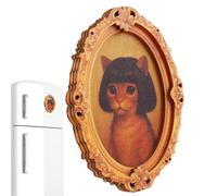 Vintage Wooden Cat Magnets, Home Decorative Magnetic Frames, Cute Cat Theme Fridge Magnets for Photos Notes and Artwork, Magnetic Decor for Classroom Blackboards Lockers Car and Metal Surfaces