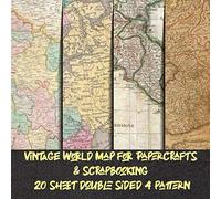 Vintage World Map for Papercrafts & scrapbooking 20 sheet double sided 4 pattern: Travel Map Specialty collection scrapbook paper - Antique Old Ornate ... - Decorative Stationery Craft for collage art