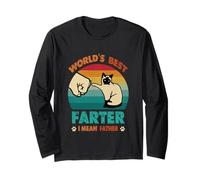 Vintage World'S Best Farter I Mean Father Best Cat Dad Ever Manga Larga