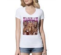 Vintage Y2K Hannah Montana Pop Culture Nostalgia Camiseta De Mujer Cuello En V Blanca Size XL