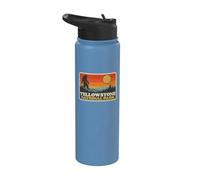 Vintage Yellowstone National Park Bigfoot Sunset Hiking Stainless Steel Insulated Water Bottle
