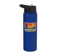 Vintage Yellowstone National Park Bigfoot Sunset Hiking Stainless Steel Insulated Water Bottle