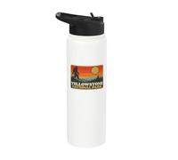 Vintage Yellowstone National Park Bigfoot Sunset Hiking Stainless Steel Insulated Water Bottle
