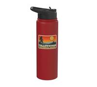 Vintage Yellowstone National Park Bigfoot Sunset Hiking Stainless Steel Insulated Water Bottle