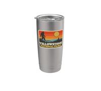Vintage Yellowstone National Park Bigfoot Sunset Hiking Vaso térmico de acero inoxidable de doble pared