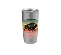 Vintage Yellowstone National Park USA Bison Buffalo Vaso térmico de acero inoxidable de doble pared