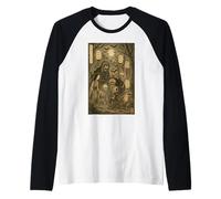 Vintage Yokai Ghost Parage Japonés Edo Oni Demon Halloween Camiseta Manga Raglan