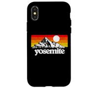 Vintage Yosemite National Park Retro Mountains & Sun Graphic Carcasa para iPhone X/XS