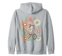 Vintage Zarigüeya Bruja Montando Bicicleta Floral Sudadera con Capucha