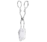 Vintage Zinc Alloy Bread Tongs | Pointed Head Food Clip for Cakes/Salads/Barbecue | Ergonomic Kitchen Serving Utensil, 21.5cm Mirror Finish