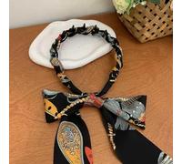 Vintagemagic Hair Clip, Satin Fabric Hair Bands for Women, Retro Cross Knotted Headband Non-slip Adjustable, Boho Head Wrap for Daily Wear, Outdoor Sports and Makeup Accessories(Negro,Big teeth)