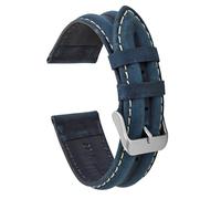 VintageTime - Correas de reloj - Pulsera de piel acolchada de doble cresta de ante suave con puntadas blancas, hebilla de acero inoxidable, ancho y colores a elegir, correas de 18 mm, 20 mm o 22 mm,