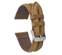 VintageTime - Correas de reloj - Pulsera de piel acolchada de doble cresta de ante suave con puntadas blancas, hebilla de acero inoxidable, ancho y colores a elegir, correas de 18 mm, 20 mm o 22 mm,