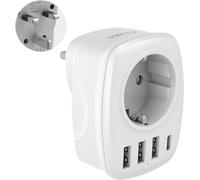 VINTAR 1PC Adaptador de Enchufe Europa a Reino Unido, Adaptador de Viaje 5 en 1 con 3 Puertos USB y 1 Puerto USB-C para Reino Unido, Irlanda, Singapur, Malasia, Certificado CE TypeB
