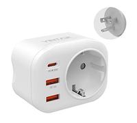 VINTAR 1PC Adaptador de Viaje 20W US, Adaptador de Enchufe 4 en 1 PD y QC 3.0 con 2 Puertos USB y 1 Puerto USB-C, Adaptador de Carga rápida para EE. UU., Canadá, México, Certificado CE