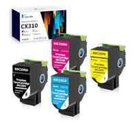 Vintella CX310 Tóner Compatible con Lexmark CX310n CX310dn CX410 CX410e CX410de CX410dte CX510 CX510de CX510dhe CX510dthe Impresora 80C2SK0 80C2SC0 80C2SM0 80C2SY0 (2500 páginas BK, 2000 páginas CMY)