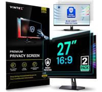 VINTEZ [Paquete de 2] Pantalla de privacidad de 27 pulgadas 16:9 para monitor de computadora y laptop, película protectora antirreflejos, filtro de luz azul, protección ocular, protector de privacidad