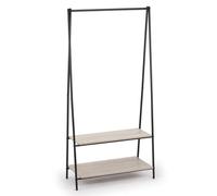 VINTHERA MOA Perchero con 2 Baldas en Acero y Madera, 80x40x160 cm