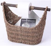 Vintiquewise QI3417 - Cesta de pie para revistas y Papel higiénico con Varilla de Madera, Mimbre, marrón, QI3417