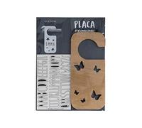 VINTIUN Placa Pomo Puerta Madera Con Kit De Letras. Mariposas Imágenes enmarcadas