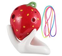 VINTORKY 1 Juego Ocarina Infantil de Fresa Huecos con Soporte y Partitura Musical Instrumento Musical para Principiantes Juguete Creativo Color Rojo