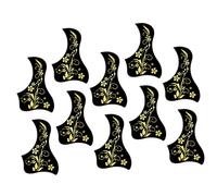 VINTORKY 10piezas Kit Unidades De Golpeadores Guitarra Acústica Diseño Floral Negro Dorado Placa Protectora Resistente Arañazos Para Folk y Clásica Pvc Duradero