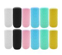 VINTORKY 12 fundas de silicona para botellas de viaje - Tapas a prueba de fugas para artículos de aseo - Fundas antideslizantes para botellas de champú y acondicionador