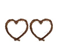 VINTORKY 2 Anillos de Ratán Natural en Forma de Corazón de 15cm para Decoración Creativa y Estacional, Ideales para Decoración de Pared y Accesorios para Bodas