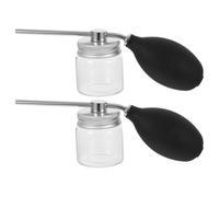 VINTORKY 2 botellas pulverizadoras de fibras capilares con bomba - Aplicador de polvo de fibras capilares para hombres y mujeres, accesorio para forma a la línea del cabello, color plateado.