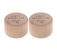 VINTORKY 2 Cajas de Almacenamiento de Cabello Infantil | Caja de Madera de 2x2x1.4 Pulgadas para Guardar Recuerdos del Primer Rizo | Estuche para el Primer Corte de Pelo del niño para conservar el
