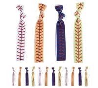 VINTORKY 20 accesorios para el cabello de porristas de softbol - Gomas para el cabello deportivas sin costuras que no dejan marcas para mujeres - Muñequeras anudadas en verde, amarillo, azul y blanco