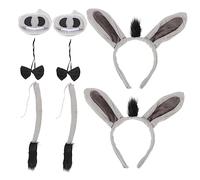 VINTORKY 2juegos Conjunto Disfraces Orejas Burro Diadema Pajarita Nariz Para Fiestas Infantiles Halloween Carnaval